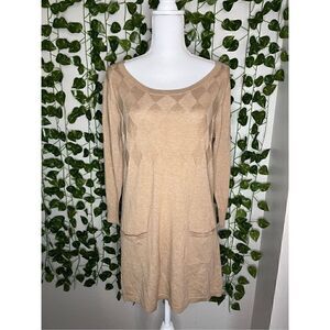 August Silk Tan Heather Cotton Blend Long Sleeve Tunic Top Size Large NWT